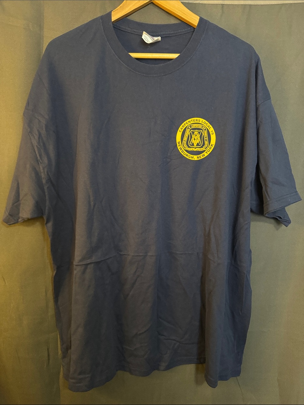 Men's Navy Short-Sleeve Tee with Yellow Chest Emblem